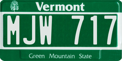 VT license plate MJW717
