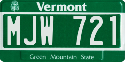 VT license plate MJW721