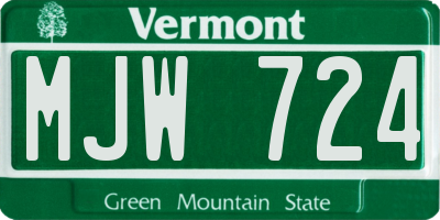 VT license plate MJW724