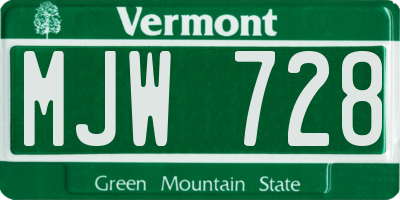 VT license plate MJW728