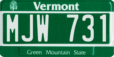 VT license plate MJW731