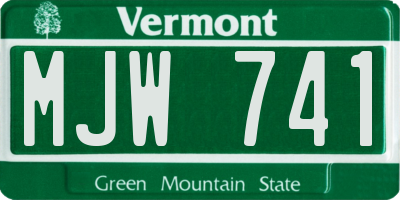 VT license plate MJW741