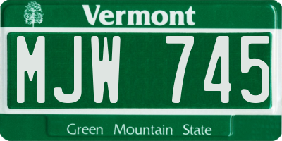 VT license plate MJW745