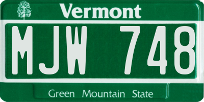 VT license plate MJW748