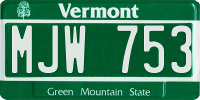 VT license plate MJW753