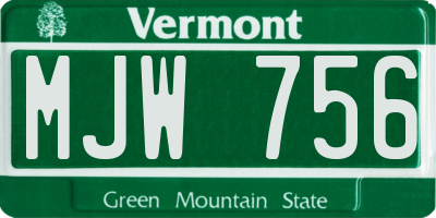 VT license plate MJW756