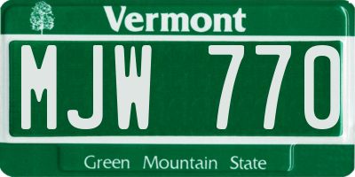 VT license plate MJW770