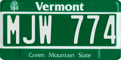 VT license plate MJW774