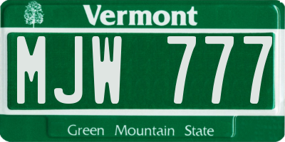 VT license plate MJW777
