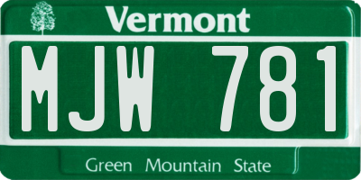 VT license plate MJW781