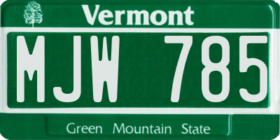 VT license plate MJW785