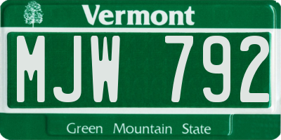 VT license plate MJW792