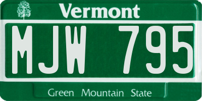 VT license plate MJW795