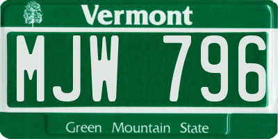 VT license plate MJW796