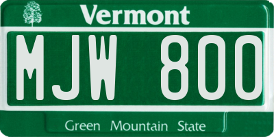 VT license plate MJW800