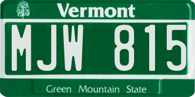 VT license plate MJW815