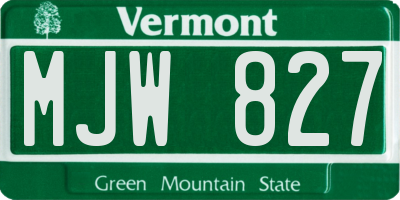 VT license plate MJW827