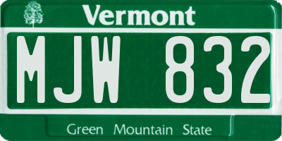 VT license plate MJW832