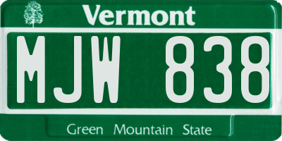 VT license plate MJW838