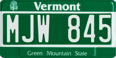 VT license plate MJW845