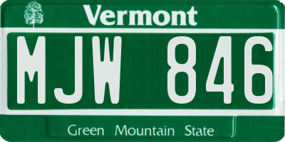 VT license plate MJW846