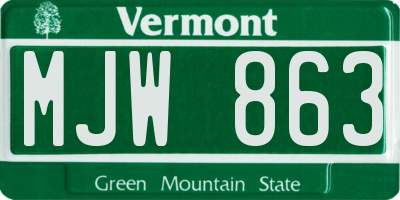 VT license plate MJW863