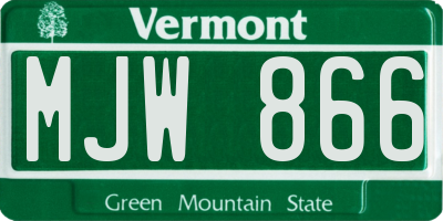 VT license plate MJW866