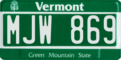 VT license plate MJW869
