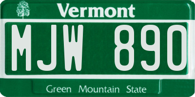 VT license plate MJW890
