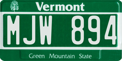 VT license plate MJW894
