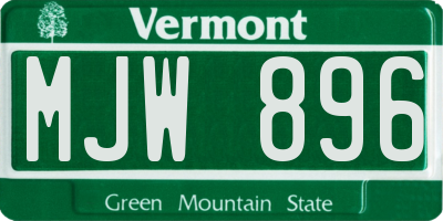 VT license plate MJW896