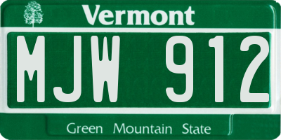 VT license plate MJW912
