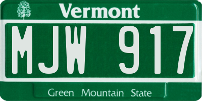 VT license plate MJW917
