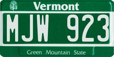 VT license plate MJW923