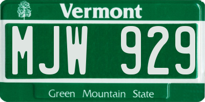 VT license plate MJW929