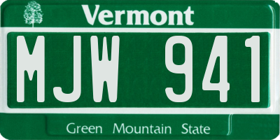 VT license plate MJW941