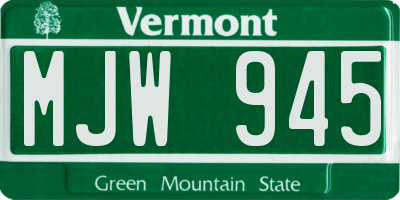 VT license plate MJW945