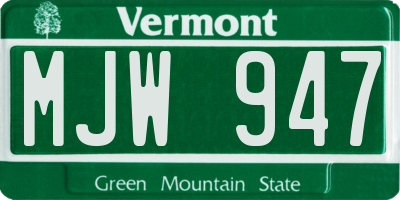 VT license plate MJW947