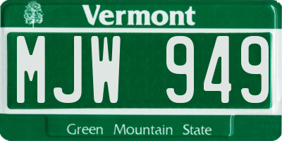 VT license plate MJW949