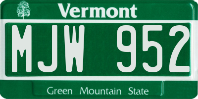 VT license plate MJW952