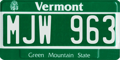 VT license plate MJW963