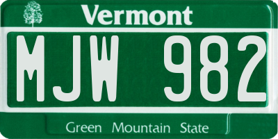 VT license plate MJW982