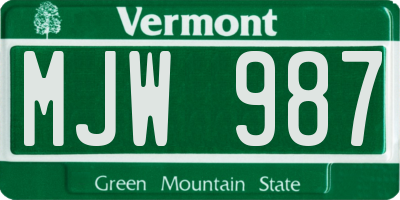 VT license plate MJW987