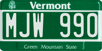 VT license plate MJW990