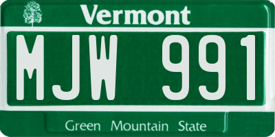VT license plate MJW991