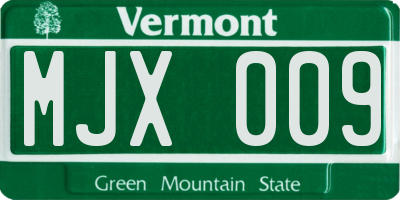 VT license plate MJX009