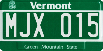 VT license plate MJX015