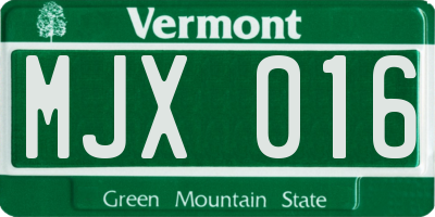 VT license plate MJX016