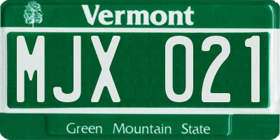 VT license plate MJX021