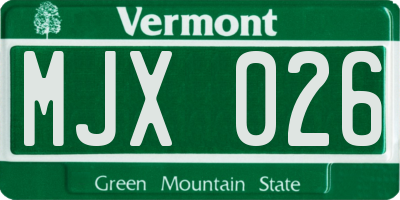 VT license plate MJX026